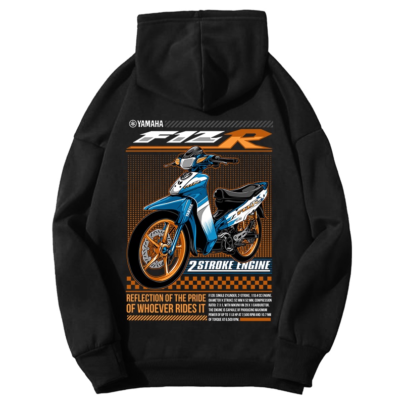 Sunmori MOTORCYCLE FLEECE HOODIE F1ZR 2 STROKE ENGINE BLUE JOE LEE