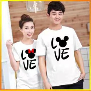 (1pair/2pcs)Cotton couple shirt round neck T-shirt unisex COD Q-002_02