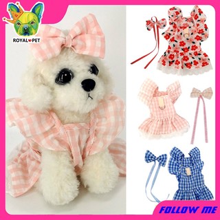 Pet dress flower pattern pleated edge windproof pet vest puppy flying sleeve skirt