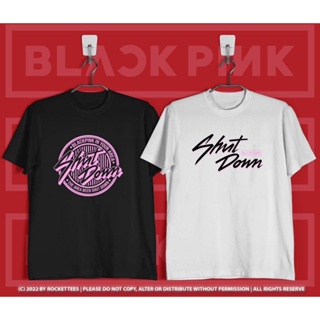 เสื้อยืดคอกลมเสื้อยืดแฟชั่น (HOT🔥) Blackpink Shutdown Tshirt 100% Cotton UnisexS-4XL