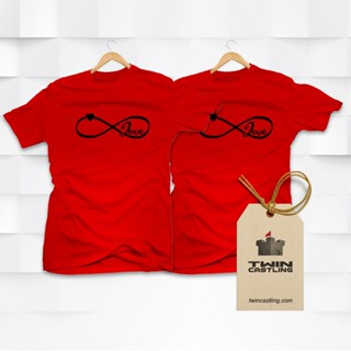 Infinity Love - Two Shirts - Couple Set T-shirts - Red Black Cotton_05