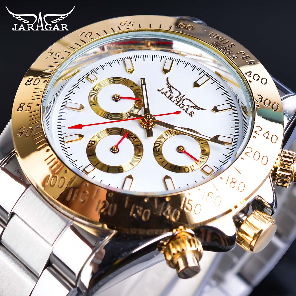 Jaragar Relogio Masculino Watch Men 2019 Golden Big Dial Calendar ...