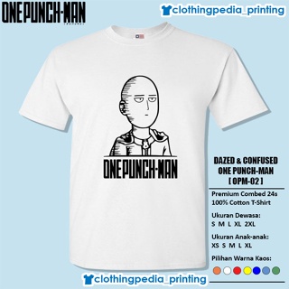 Tee เสื้อสีขาว เสื้อยืด พิมพ์ลายอนิเมะ One Punch Man Dazed Confused Saitama สําหรับผู้ชายใส่สบายๆ_09