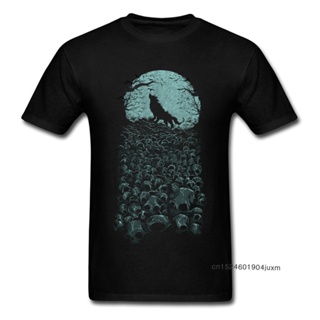 Men T-Shirts Horror Tee Shirt Wolf Skulls Tshirt Midnight Hunter Slim Fit Short Sleeve 100_02