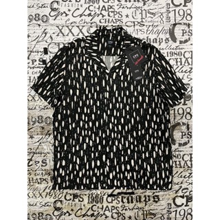 CPS CHAPS BLACK AQUA LIQUID CRANE RESORT SHIRT SIZE S มือ 1 ของใหม่ ของแท้100% เสื้อเชิ้ตฮาวาย เสื้อฮาวาย HAWAII แขนสั้น