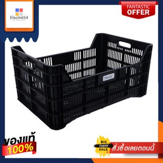 ลังโปร่งทรงเตี้ยซ้อนได้ KASSA HOME รุ่น STW-LM ขนาด 60.5 x 40 x 24.4 ซม. สีดำLow Stackable Crate  Model STW-LM Size 60.5