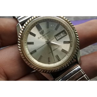 นาฬิกา Vintage มือสองญี่ปุ่น SEIKO SPORTMATIC DELUX 7619 7040 ระบบ AUTOMATIC ผู้ชาย ทรงกลม กรอบเงิน หน้าขาว หน้าปัด 37mm