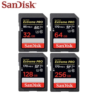 Sandisk Extreme PRO การ์ดหน่วยความจํา SD 128GB 64GB 32GB 256GB SDHC UHS-I ความเร็วสูง 170MB/s Class 10 V30 สําหรับกล้อง