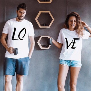 Lovers Couple Summer Funny Couple Women T Shirts Heart Love Printing Cool Men Short Sleeve Couple Boyfriend Clothin_02