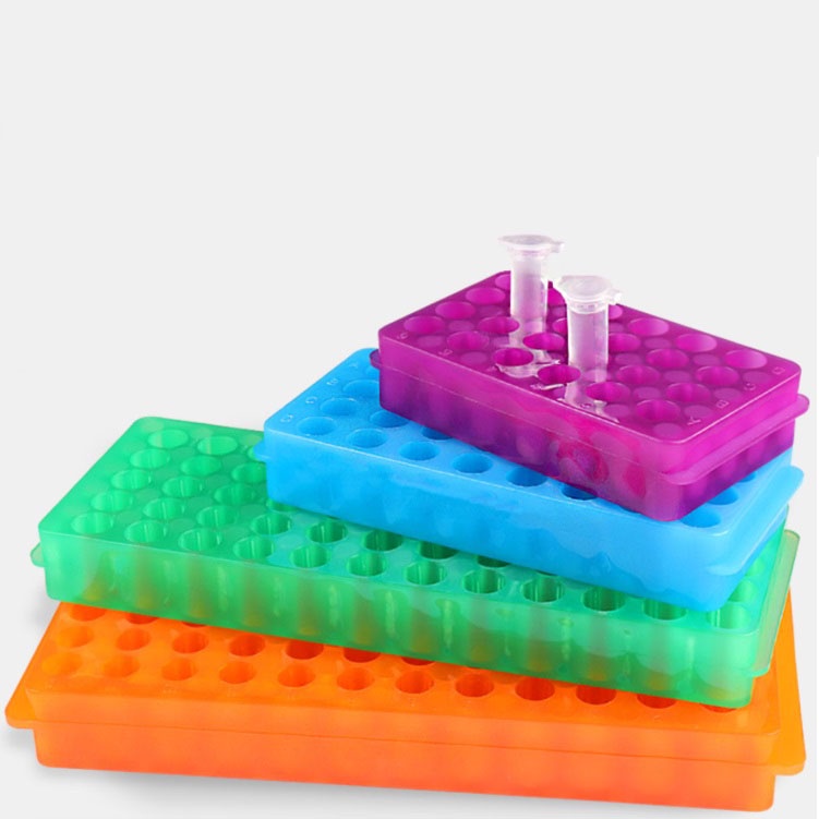 ชั้นวางหลอดพลาสติก PCR สองด้าน 24 32 60 96 หลุม สําหรับ 0.5 มล. 1.5 มล. 2 มล.