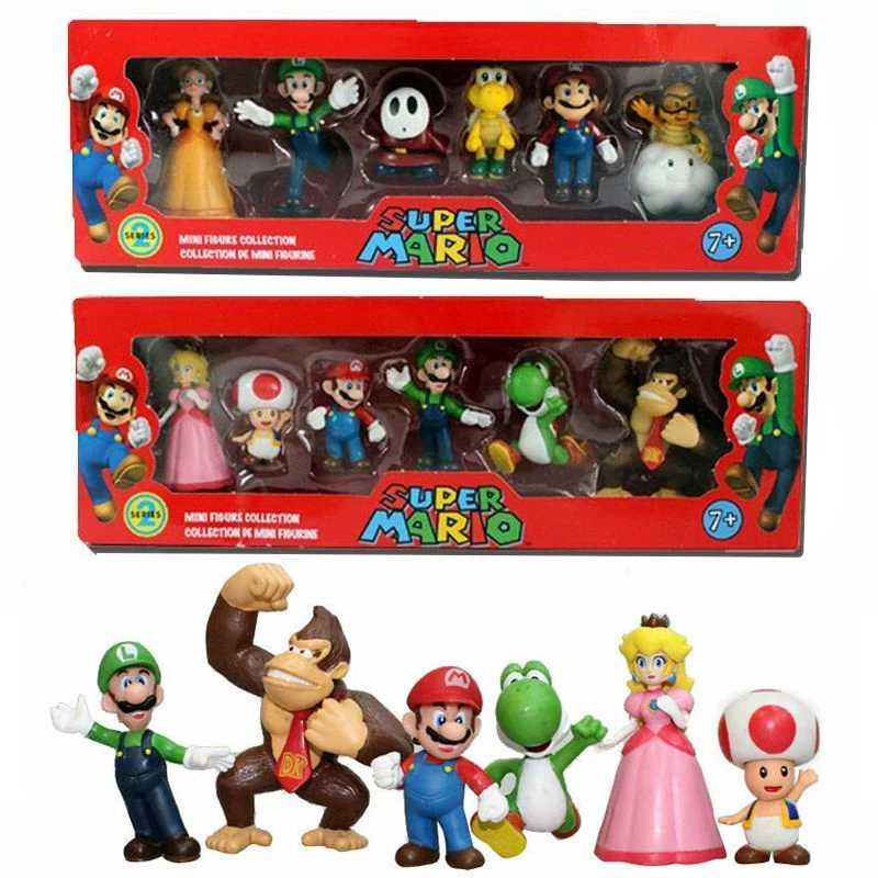 โมเดลมาริโอ้ ฟิกเกอร์ super mario bros . 4 series 6 ชิ้น ของเล่นสําหรับเด็กของขวัญของเล่นเด็ก น่ารักมาก