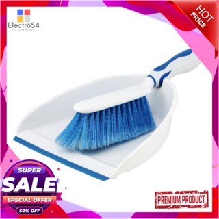 BROOM ชุดไม้กวาดพร้อมที่โกยผงขอบยางด้ามสั้น SWASH 8 นิ้ว สีฟ้าBROOM SET SWASH 8" BLUE