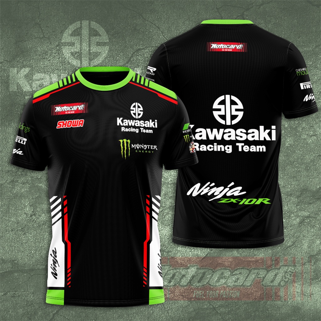 KAWASAKI คาวาซากิแขนสั้นทีเสื้อ3งรถจักรยานยนต์แข่งทีมรูปแบบฤดูร้อนแฟชั่นผู้ชายผู้หญิง