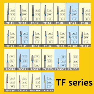 Tappered MANI Superfine น้ํายาขัดเงา รุ่น TF series Burs สีเหลือง