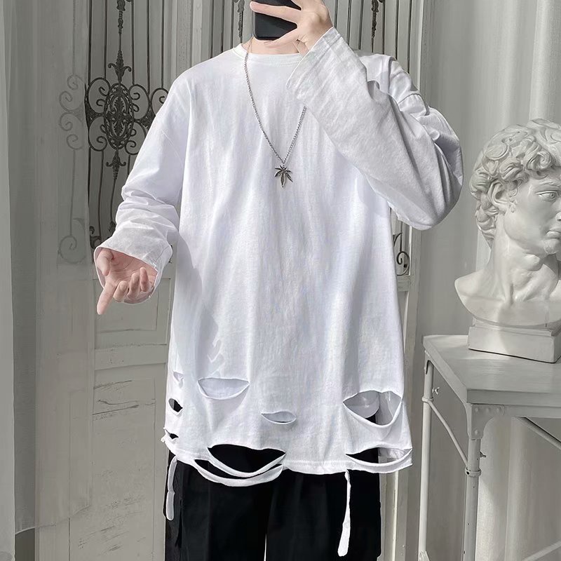 เสื้อแจ็กเก็ตกันหนาว แบบบาง แต่งรอยขาด เข้ากับทุกการแต่งกาย สไตล์เกาหลี สําหรับผู้ชาย