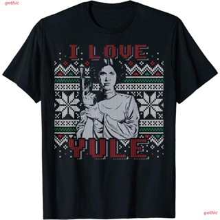 เสื้อยืดลำลอง Star Wars I Love Yule Leia Christmas Humor T-Shirt Sports T-shirt_04