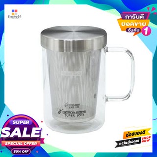 Glass แก้วชงชาพร้อมที่กรองชา Super Lock รุ่น 5539 ความจุ 500 มล. สีใสtea Glass With Tea Strainer Super Lock No. 5539 Siz