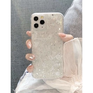 เคสไอโฟนใสเปลือกหอยขาวประกายเงิน i7-14promax (Case iphone) เคสมือถือ เคสขาว เคสใส เคสวิบวับ เคสมินิมอล เคสเกาหลี