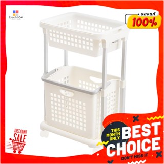 2-TIER ตะกร้าผ้าเหลี่ยมมีล้อ 2 ชั้น PLIM PW608 สีขาว2-TIER RECTANGULAR LAUNDRY BASKET WITH WHEELS PLIM PW608 WHITE