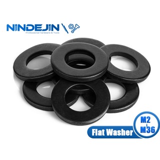 NINDEJIN 1/100 pcs แหวนอีแปะ แหวนรอง น็อตสกรู Flat Washer M2 M2.5 M3 M4 M5 M6 M8 M10 M12 M14 M16 M18 M20 M22 M27 M30 M33 M36 เหล็กคาร์บอนเครื่องซักผ้าปะเก็น