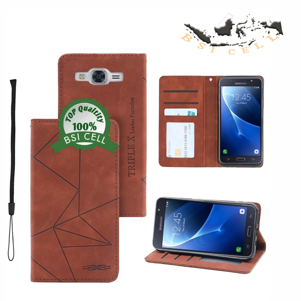 HP SAMSUNG GALAXY J2 J200 J2 PRIME LEATHER WALLET FLIP COVER MAGNET พร้อมปุ่มเปิด-CLOSE CASE - CELL 