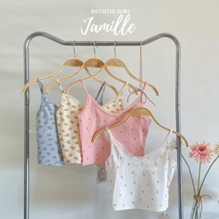 Jamille crop ♥ พร้อมส่ง • ลดเหลือ 161 ใส่โค้ด WYNZFG  🎈 เสื้อสายเดี่ยวลายดอกไม้ Becutiegirl