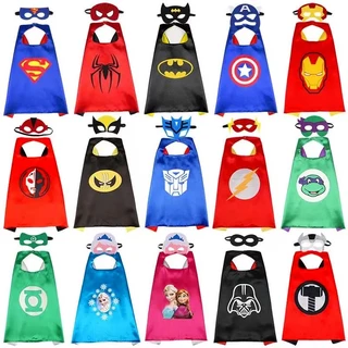 Spider สไตล์ Superhero Cape + ชุดหน้ากาก Red & Blue Hero คอสเพลย์เสื้อคลุมผู้ใหญ่เด็กการ์ตูนเครื่องแต่งกายสําหรับปาร์ตี้ฮาโลวีน