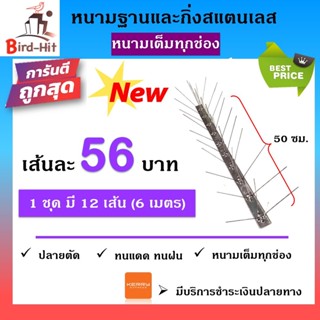 หนามกันนก​ ไล่นก​ ฐานและกิ่งสแตนเลส 🆕หนามเต็มทุกช่อง🆕 จำนวน​ 12 เส้น (6 เมตร)