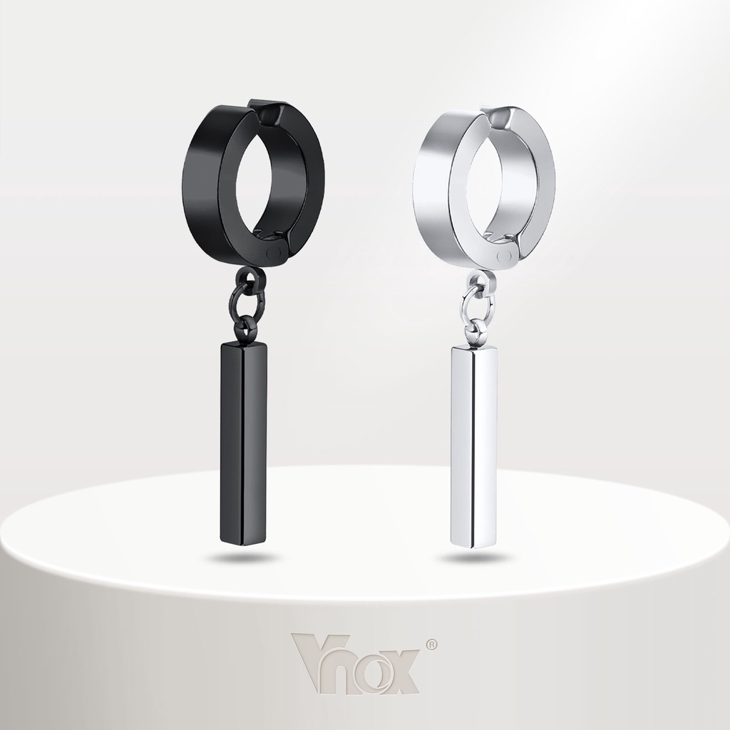 Vnox ต่างหูห่วงสแตนเลสทรงเรขาคณิตสําหรับผู้หญิง
