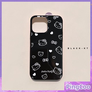 PingCoo - Candy Case For iPhone 14 13 12 11 Plus Pro Max XR TPU Soft Glossy Black Case Cute Cartoon Cat Camera Protection Shockproof Back Cover