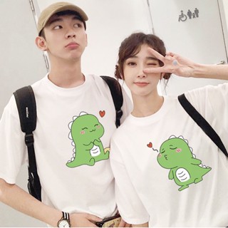 Women Dinosaur Print Funny Couple T-shirt Short Sleeve Lovers Hip Hop Camisetas Couple Clothes Summer T Shirt_02