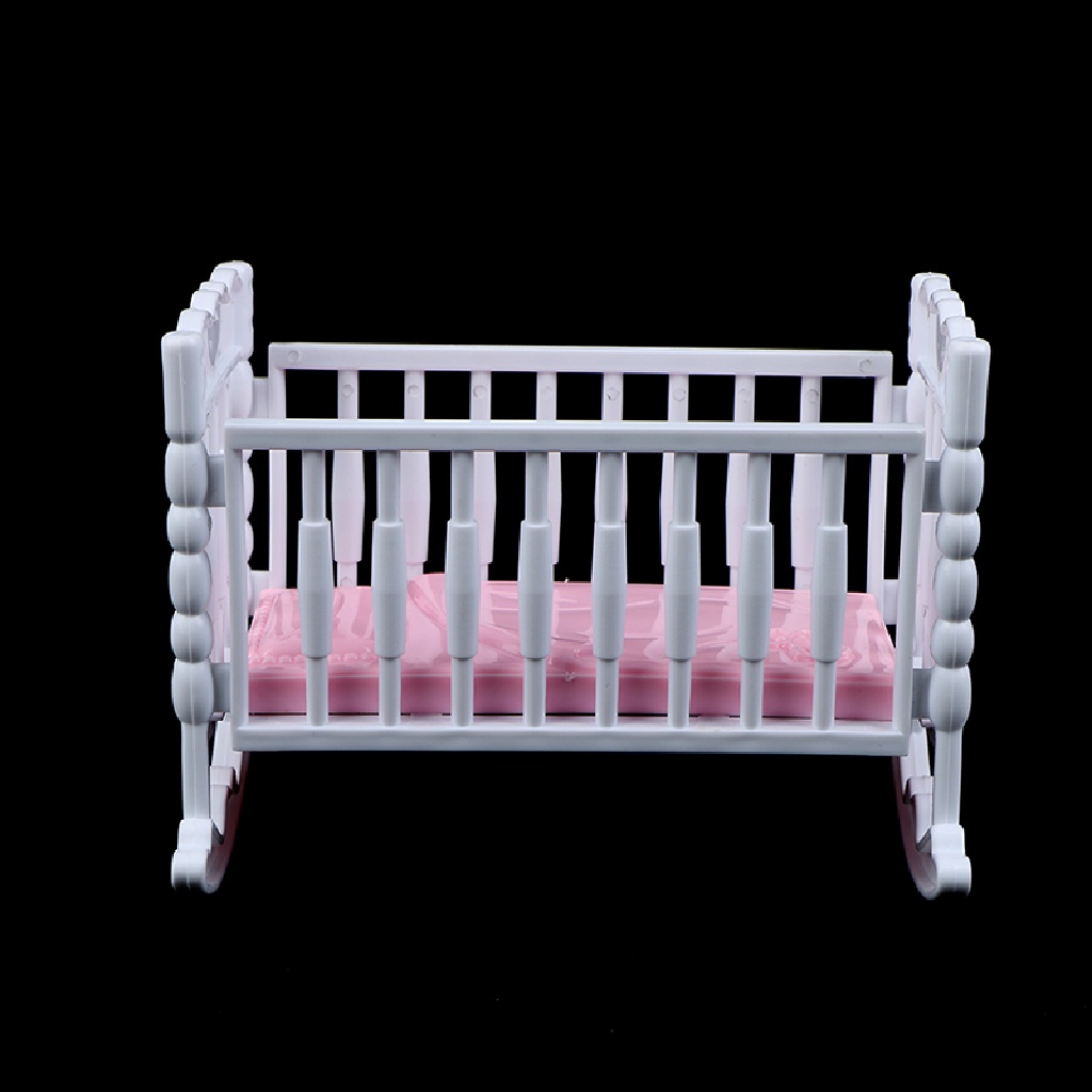 Flth เปลเตียงนอนเด็กทารก สีชมพูอ่อน สีขาว อุปกรณ์เสริม สําหรับบ้านตุ๊กตา