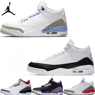 Nike Air Jordan 3 X Fragment รองเท้าบาสเก็ตบอล สีดํา สีขาว สีฟ้า สีแดง สําหรับผู้ชาย ผู้หญิง AJ3