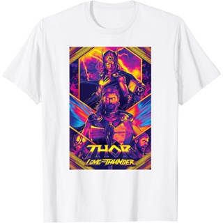 เสื้อยืด พิมพ์ลายโปสเตอร์ Marvel Thor Love And Thunder Thor And Jane Neon สําหรับผู้ชาย||g_07