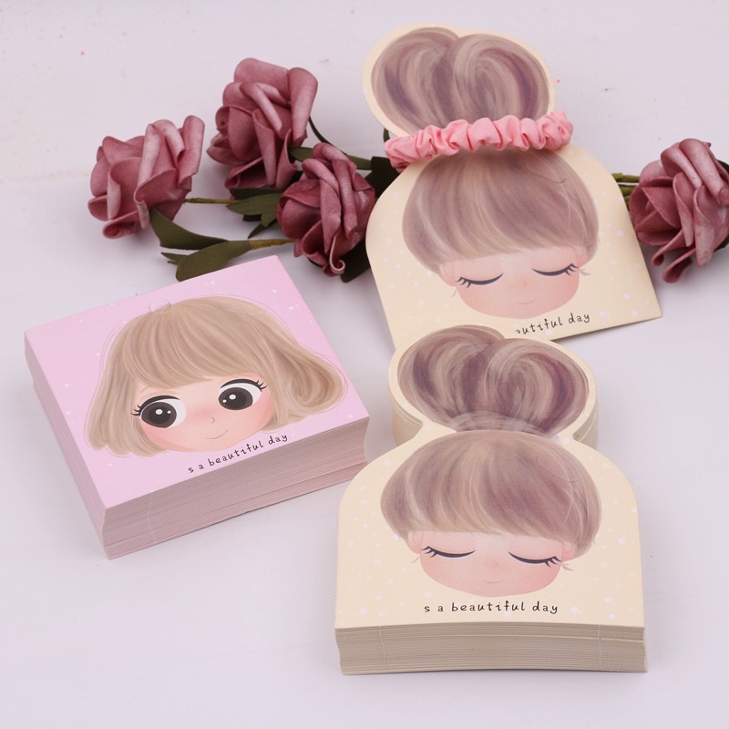 พร้อมส่ง แป้นกระดาษติดกิ๊บ แป้นยางรัดผม 50 แผ่น