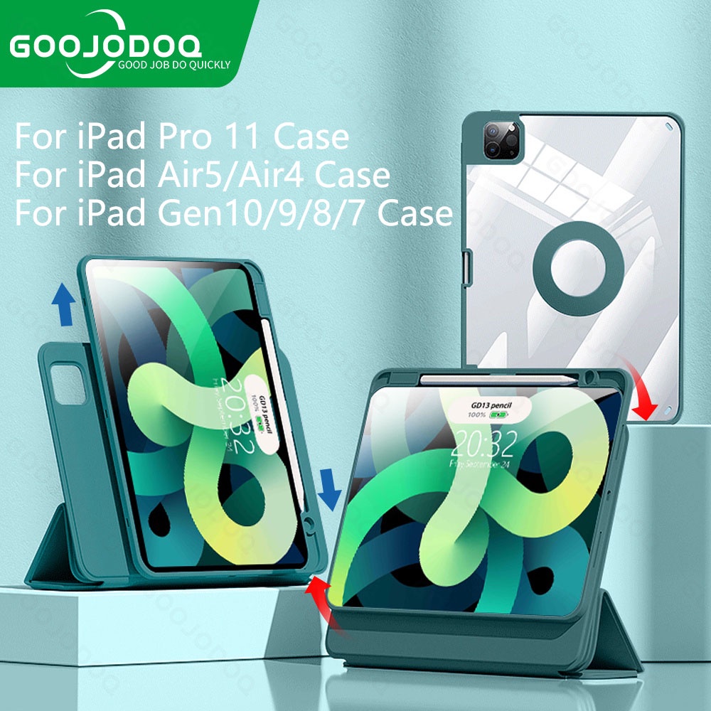 GOOJODOQ เคสไอแพด หมุนได้ 360 องศา พร้อมขาตั้งแม่เหล็ก สําหรับ for iPad Pro 11 Air5 Air4 Gen10 Gen9 8 7 10.2 Air 6 Case