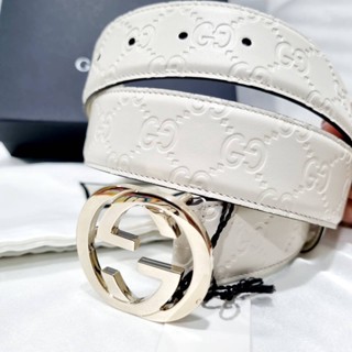 New Gucci  Signature leather interlocking belt        85 (32-35)       100 (38-41) อุปกรณ์: ถุงผ้า ป้าย กล่อง