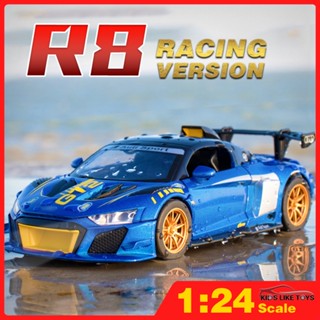 Klt โมเดลรถแข่ง สเกล 1/24 Audi R8 GT2 โลหะอัลลอย ของเล่นสําหรับเด็กผู้ชาย