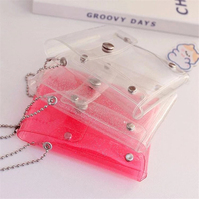 [ขายดี] กระเป๋าใส่เหรียญ PVC ใส กันน้ํา ปักเลื่อม ขนาดเล็ก แบบพกพา สําหรับใส่บัตรเครดิต ลิปสติก เครื่องสําอาง