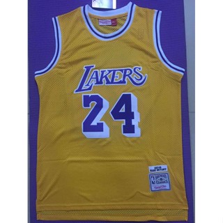 ลดกระหน่ํา NBA Mens Los Angeles Lakers #24 เสื้อกีฬาบาสเก็ตบอล ปักลาย Kobe Bryant M&amp;N สีเหลือง HAicnn75BDbgjk71