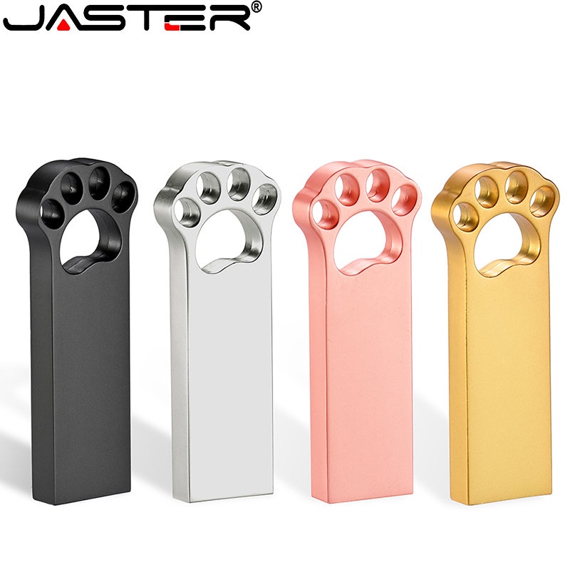 Jaster แฟลชไดรฟ์ USB 2.0 128GB 64GB รูปอุ้งเท้าหมี 32GB 16GB 8GB 4GB