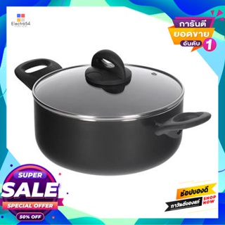 Steel หม้อสองหูสเตนเลสพร้อมฝาแก้ว Kassa Home รุ่น C116Ak-0522S ขนาด 22 ซม. สีดำstainless Steel Casserole With Glass Lid