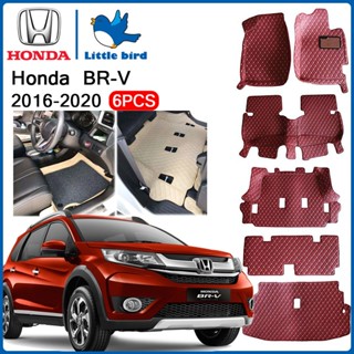 little bird พรมปูพื้นเข้ารูปรถยนต์ Honda BR-V BRV ปี2016-2020 5/7ที่นั่ง 6PCS (หนังแท้PVC12สี) พรมปูพื้นรถยนต์ พรมรถยนต์