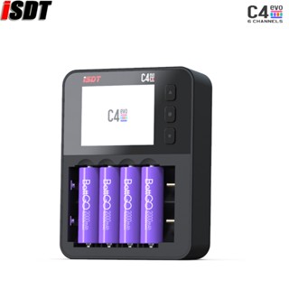 Isdt C4 EVO เครื่องชาร์จแบตเตอรี่อัจฉริยะ พร้อมเอาท์พุต Type-C QC3.0 สําหรับแบตเตอรี่ลิเธียมไอออน AA AAA พร้อมหน้าจอแสดงผล IPS และการป้องกันไฟ