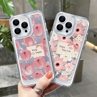 เคสโทรศัพท์มือถือ แบบใส ปิดด้านหลัง ลายการ์ตูนดอกไม้สีชมพู สําหรับ Samsung Galaxy A73 A54 A53 A34 A33 A23 A14 A13 A04S 4G 5G