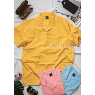 🎨15สี🎨เสื้อเชิ้ตฮาวายสีพื้นแขนสั้น (M L XL XXL) มีของพร้อมส่ง เนื้อผ้านุ่ม ใส่สบาย ไม่ร้อน ไม่ต้องรีด