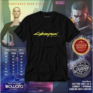 ราคาถูกเสื้อยืด พิมพ์ลายโลโก้ PS CYBERPUNK 2077 RED พรีเมี่ยม S-5XLDIY เสื้อยืด_12