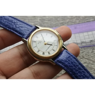 นาฬิกา Vintage มือสองญี่ปุ่น CNN ระบบ QUARTZ UNISEX ทรงกลม กรอบทอง หน้าขาว หน้าปัด 34mm