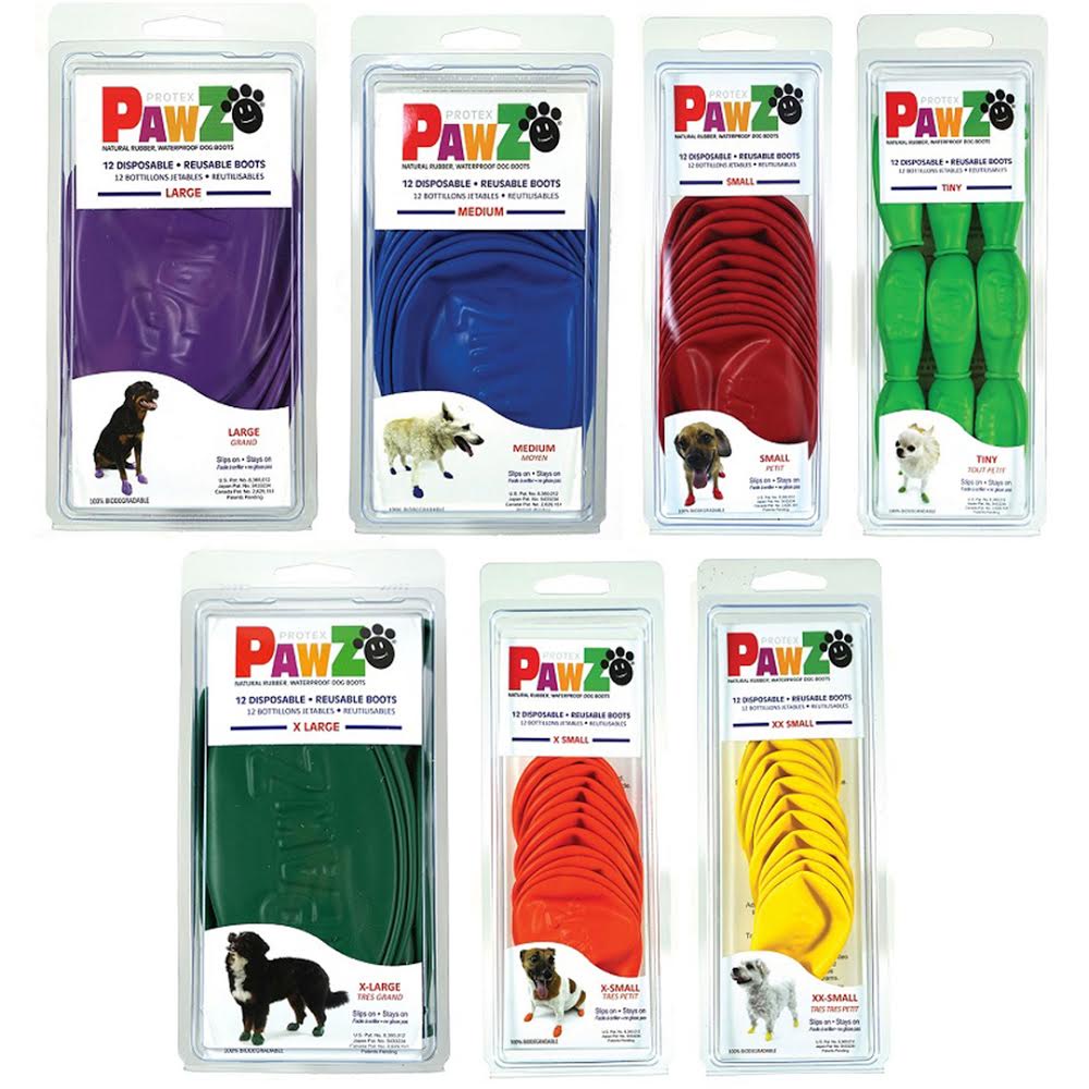 [Pawz] Natural Rubber Dog Boots(12 pack) Available in 7 Sizes / รองเท้าสุนัขแบบใช้แล้วทิ้ง / รองเท้าสุนัขกันน้ำ