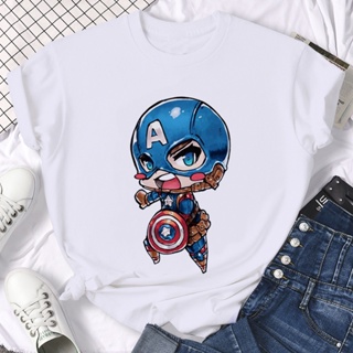 เสื้อยืด พิมพ์ลายกราฟิก Disney Marvel Super Hero Kawaii Avengers Spider Man Iron Man Captain America 90s สําหรับผู้_11